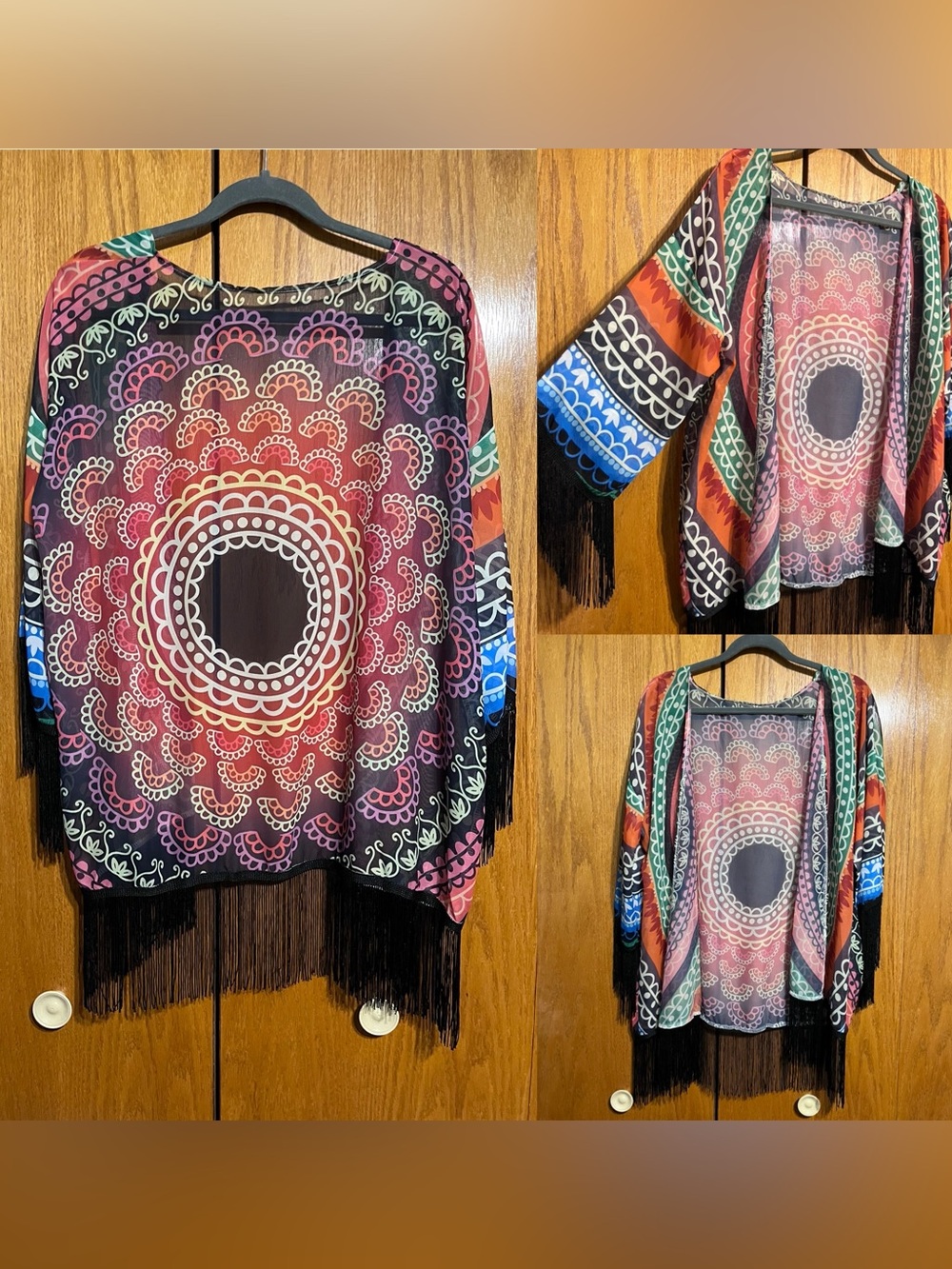 Boho Fringe Kimono Top - Multicolor